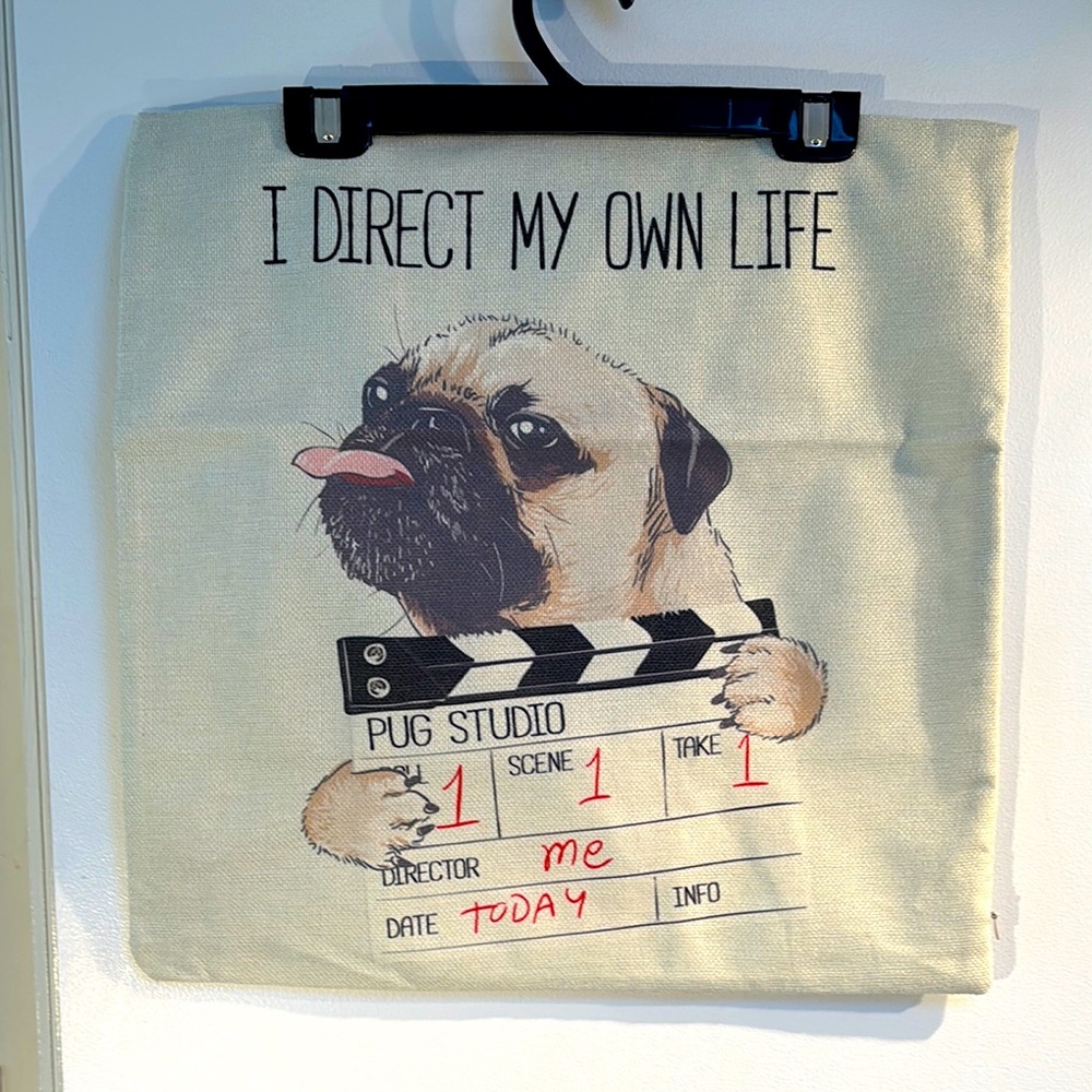 Pug Studio Dog Pillow Cover - sack like material.
Excellent Condition.